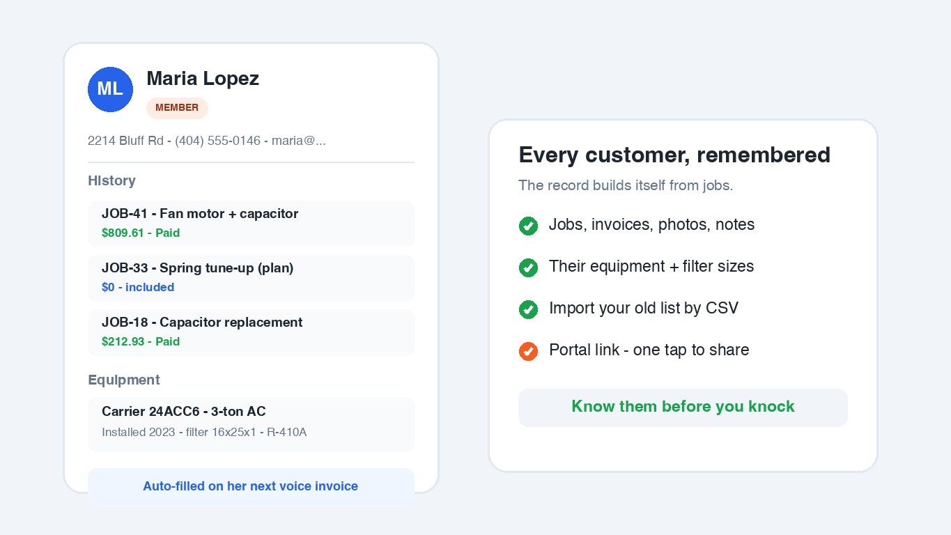 Customer CRM + CSV import