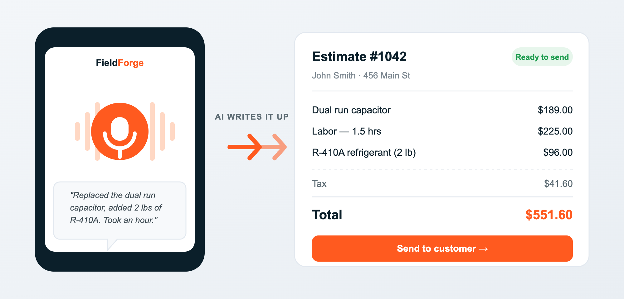 Voice note being turned into an invoice